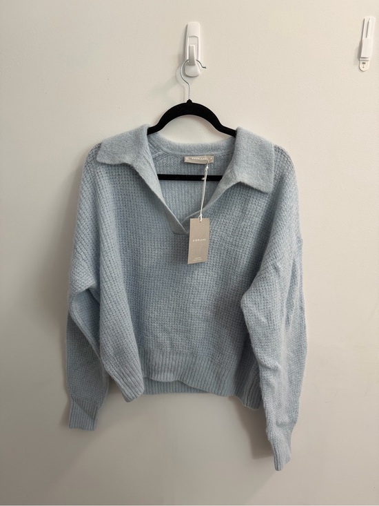 Everlane Sweaters - Everlane The Alpaca Waffle-Stitch Polo - Mist Medium